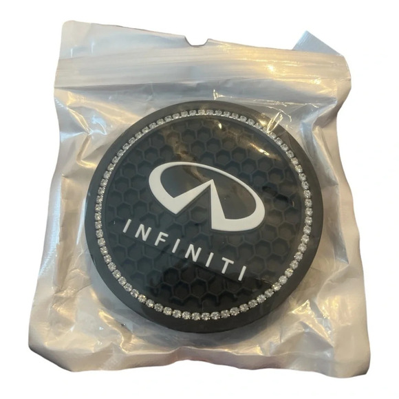 INFINITI Silicone Car Coasters Black/White/Rhinestone - Picture 2 of 3